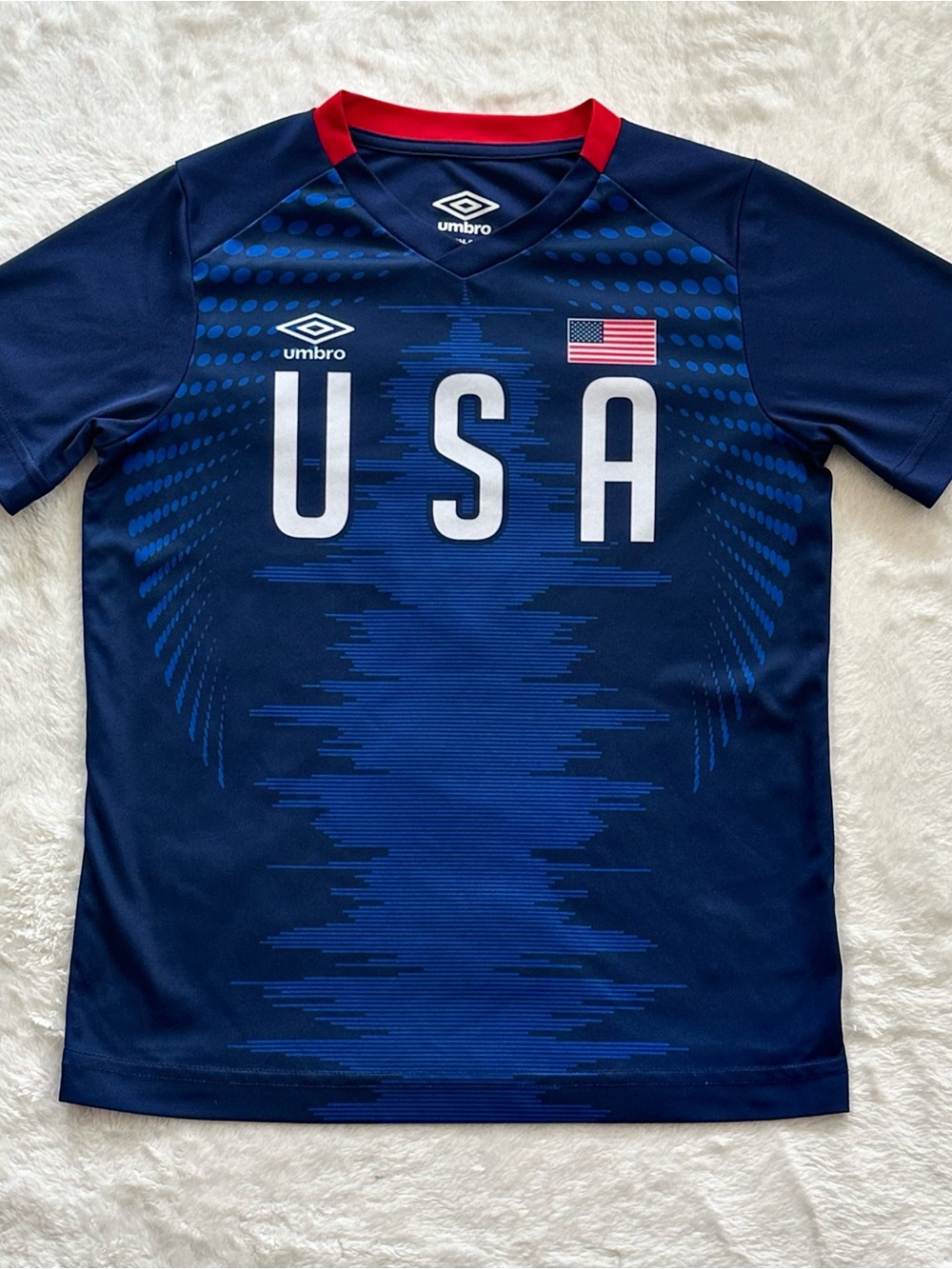 Umbro USA Soccer Jersey Youth 6/7 Blue Red White National Team Football Shirt